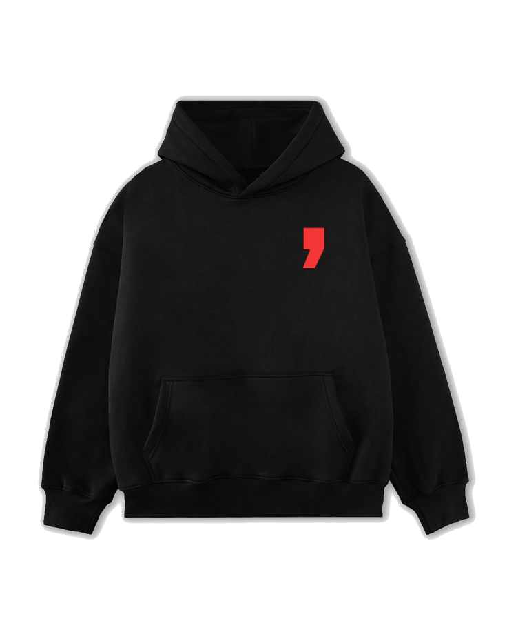 Red Comma Hoodie Black Push The Comma