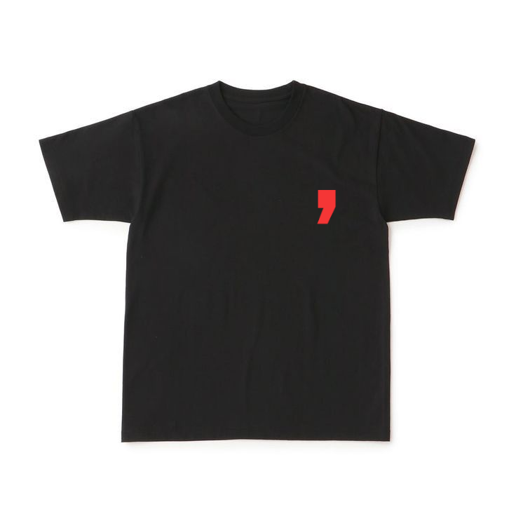 Red Comma T-Shirt Black Push The Comma