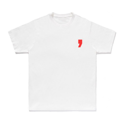 Red Comma T-Shirt White Push The Comma