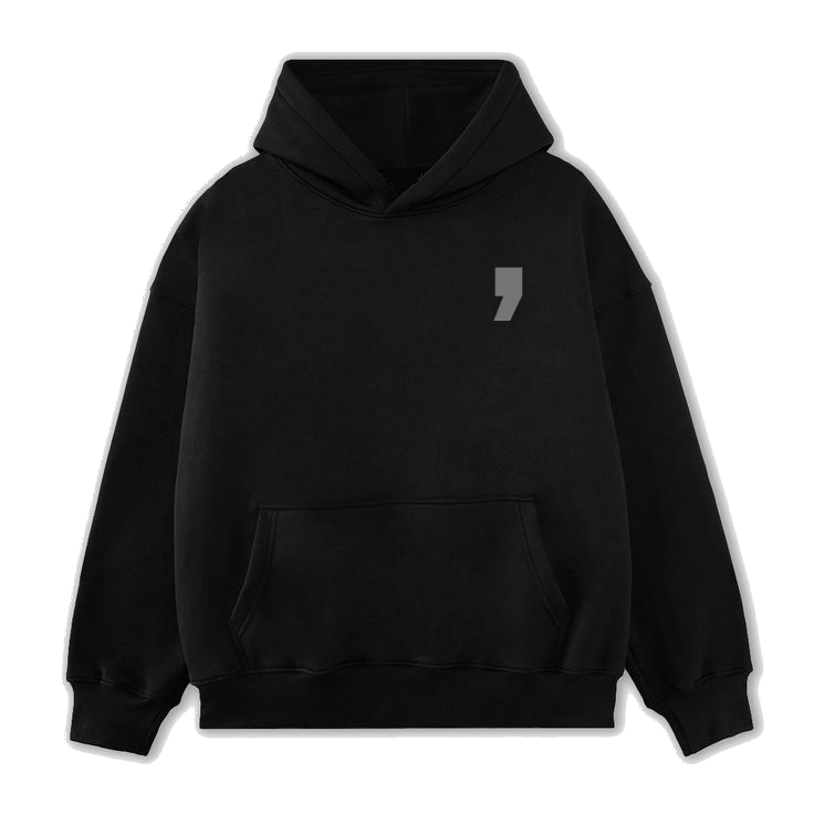 Reflective Comma Hoodie Black Push The Comma