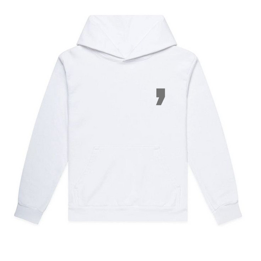 Reflective Comma Hoodie White Push The Comma