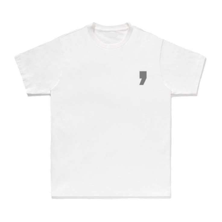 Reflective Comma T-Shirt White Push The Comma