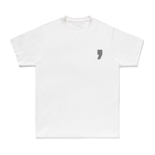 Reflective Comma T-Shirt White Push The Comma