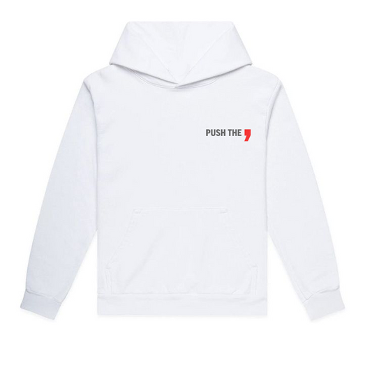 Reflective Hoodie White Push The Comma