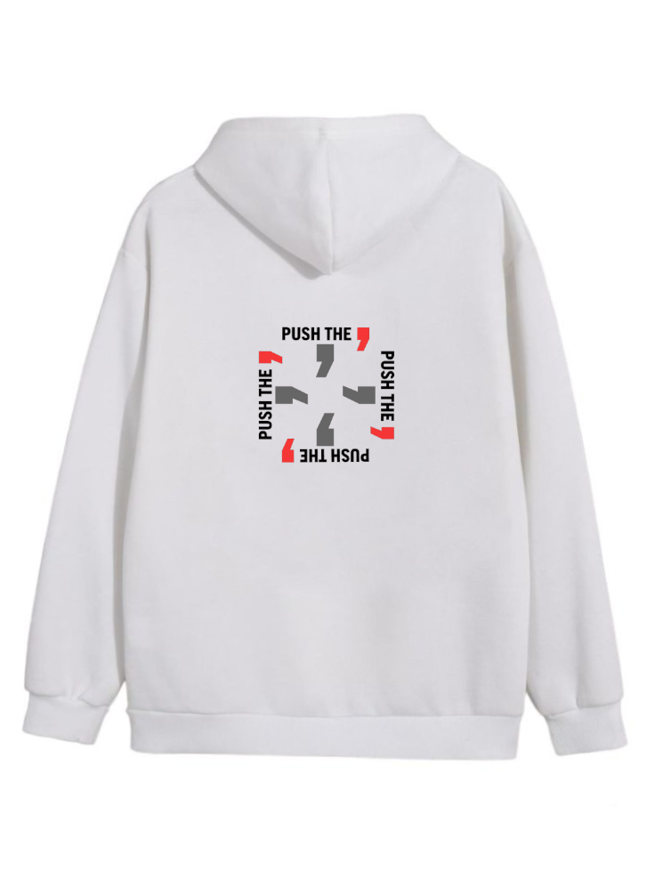 Square Design Hoodie White